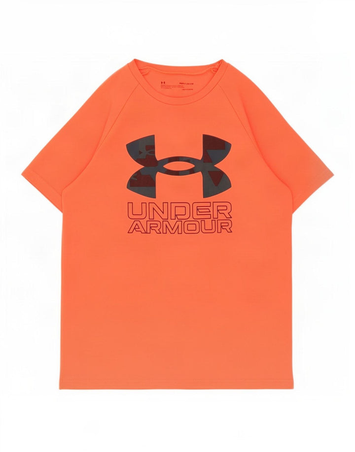 Camiseta gráfica Under Armour Boys 9-10 anos poliéster laranja médio