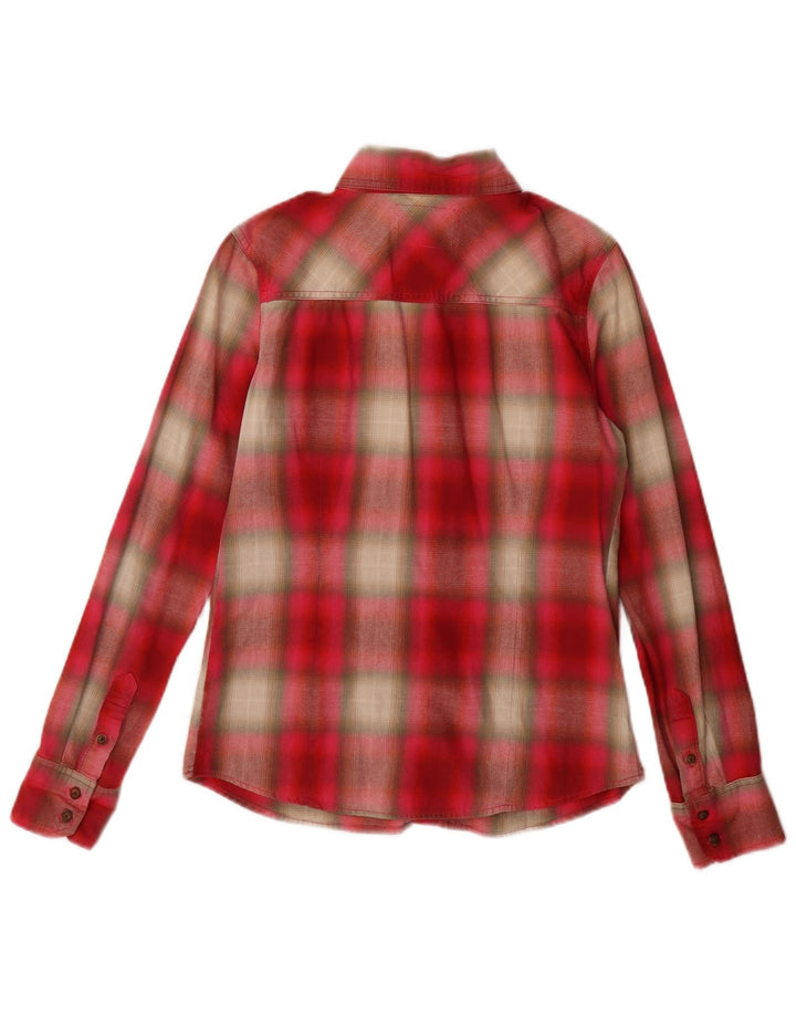 Camisa feminina AEROPOSTALE UK 10 pequena xadrez vermelha de algodão