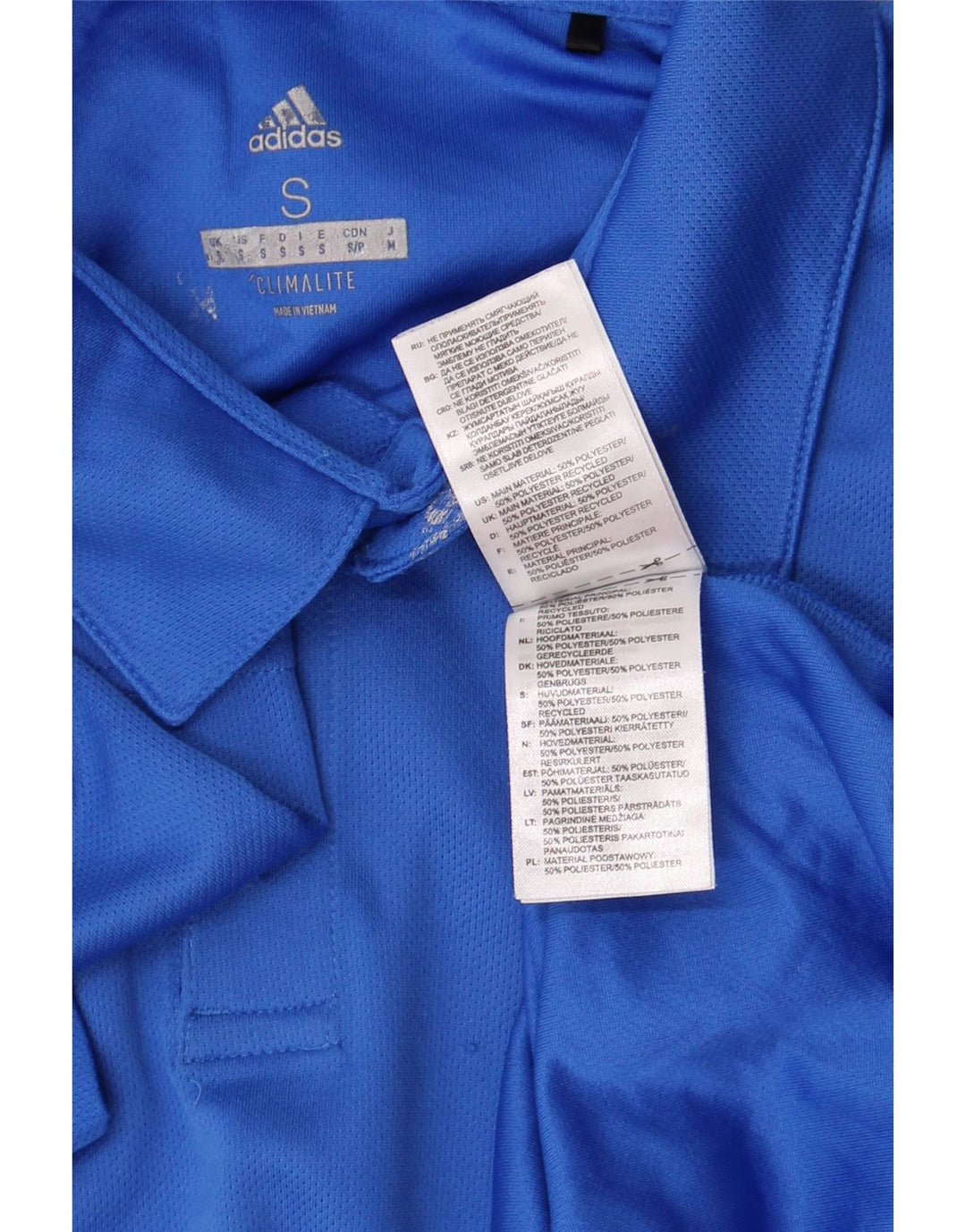Camisa Polo Adidas Masculina Climalite Pequena Azul Poliéster