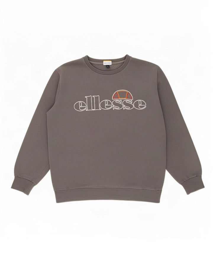 Ellesse moletom masculino gráfico jumper grande algodão cinza