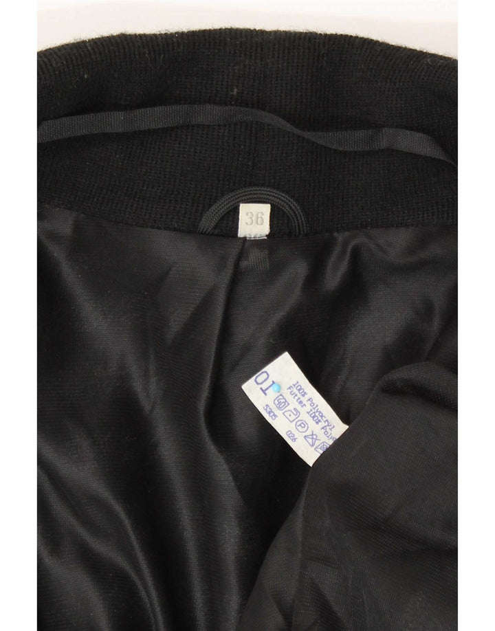 Jaqueta blazer de grandes dimensões aberta feminina vintage UE 36 pequena listrada cinza