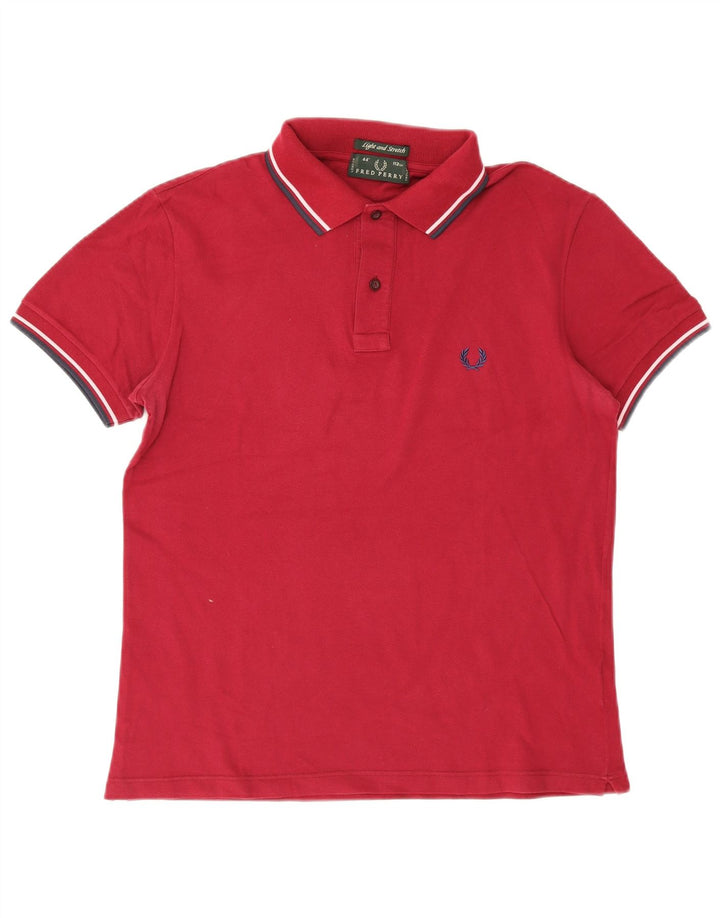 Camisa polo masculina Fred Perry médio algodão listrado Borgonha