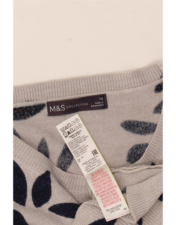 Suéter feminino Marks & Spencer com gola canoa Reino Unido 14 grande cinza