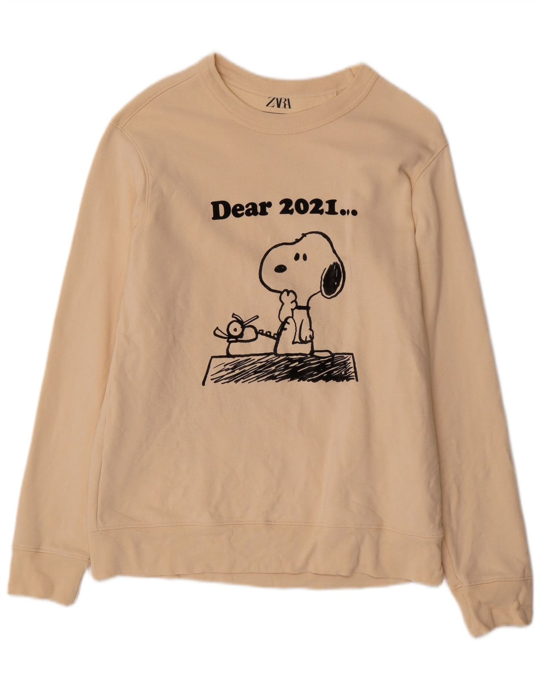 Moletom Zara Masculino Peanuts Graphic Suéter Médio Bege Algodão