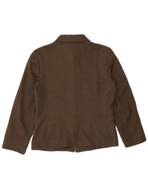 Jaqueta blazer feminina com zíper completo Zara EU 40 poliéster cáqui médio