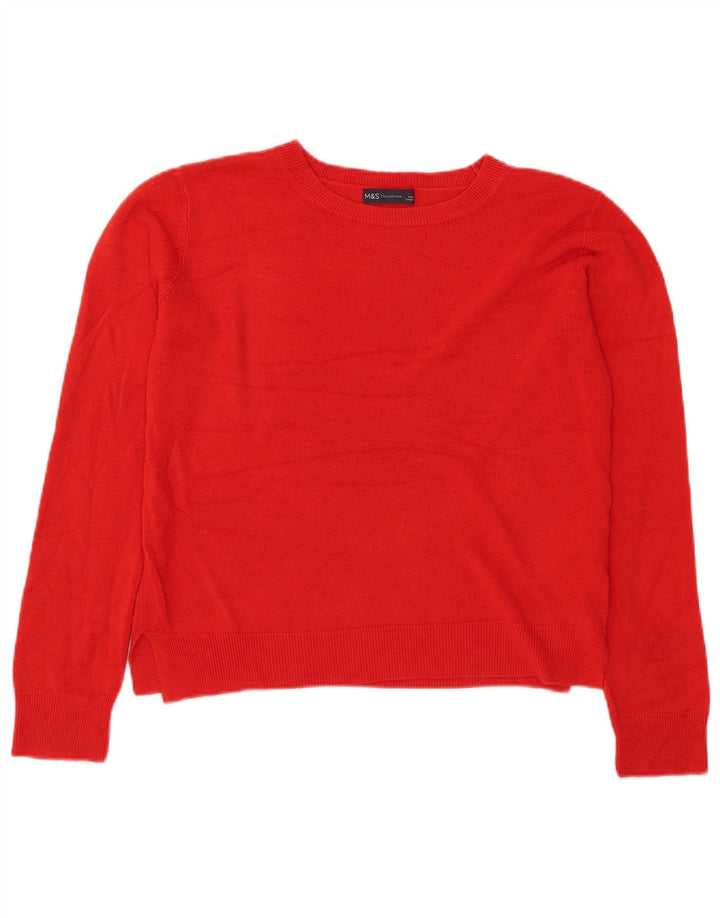 Suéter feminino Marks & Spencer com gola redonda e gola redonda Reino Unido 12 médio vermelho