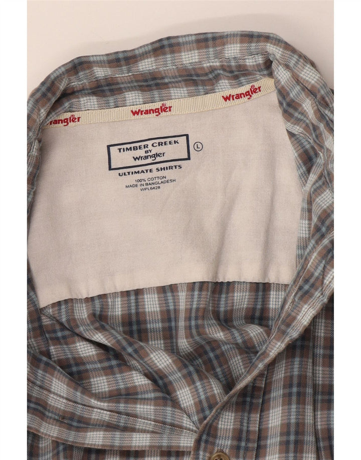 Camisa masculina Wrangler grande algodão xadrez cinza