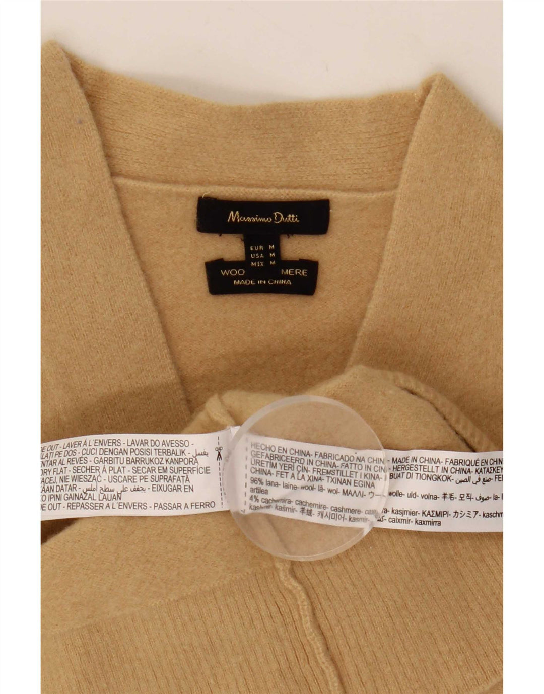 Suéter cardigan feminino Massimo Dutti UK 12 lã bege médio