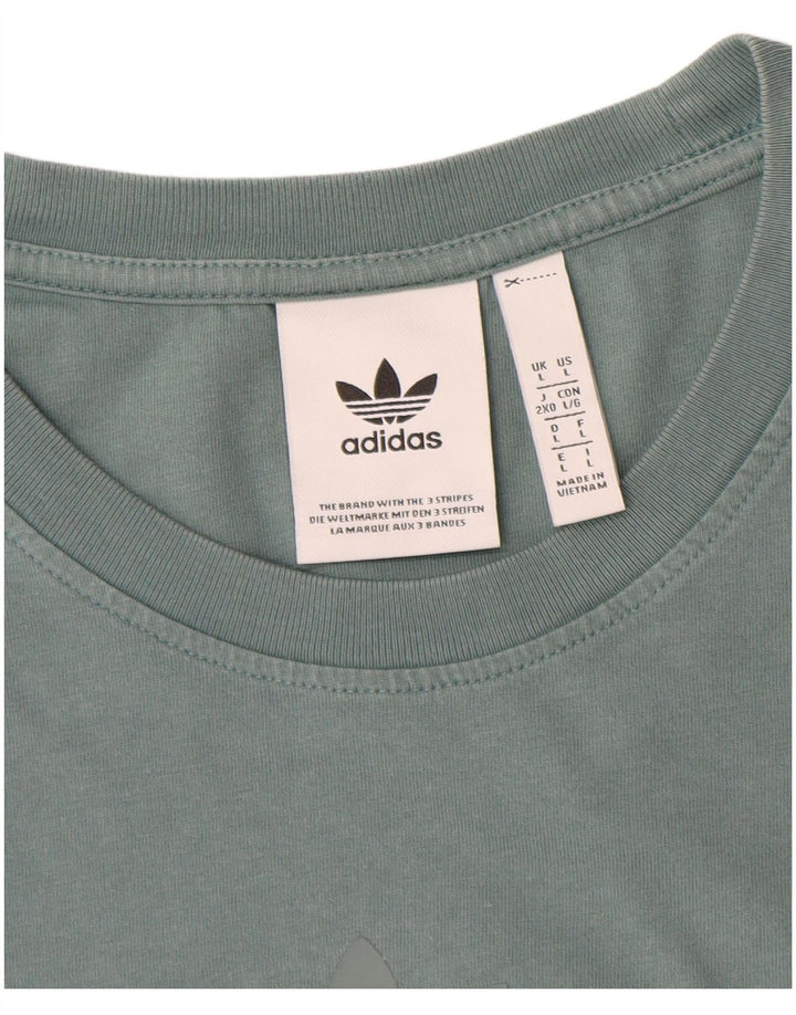 Adidas Mens Camiseta Top Grande Algodão Azul