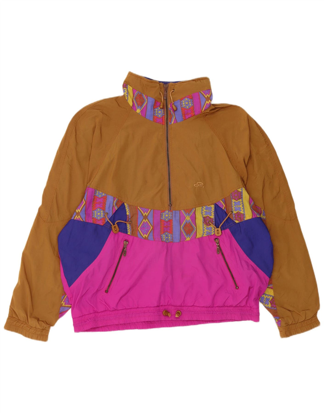 Jaqueta Anorak Oversized Feminina Silvy IT 44 Medium Bege Colourblock