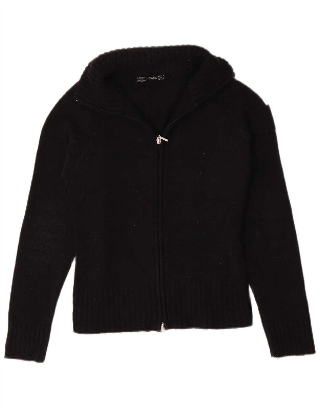 Suéter cardigã feminino Zara UK 12 médio azul marinho acrílico