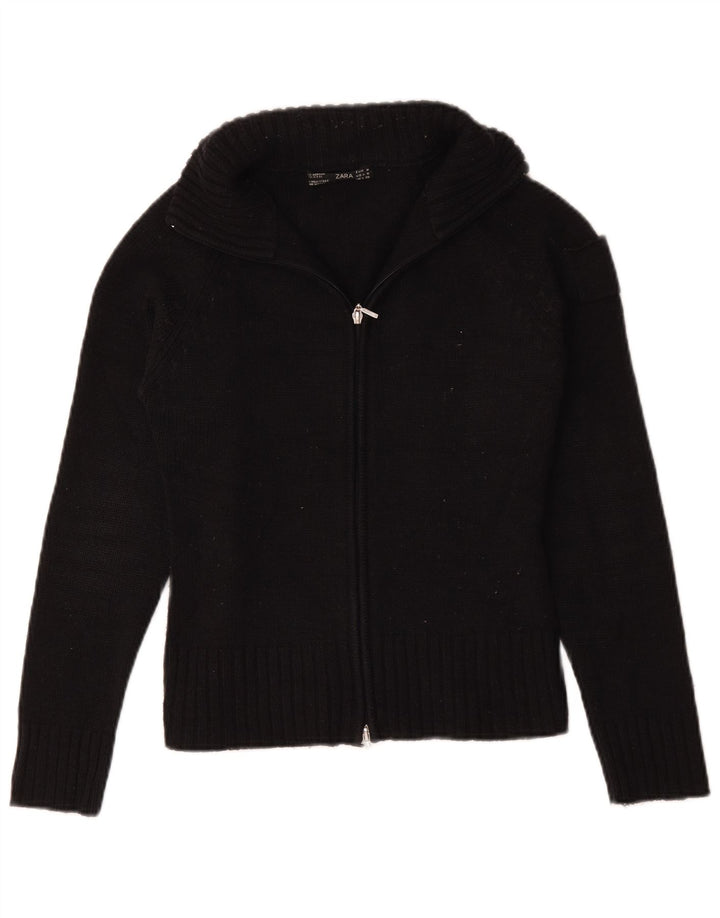 Suéter cardigã feminino Zara UK 12 médio azul marinho acrílico