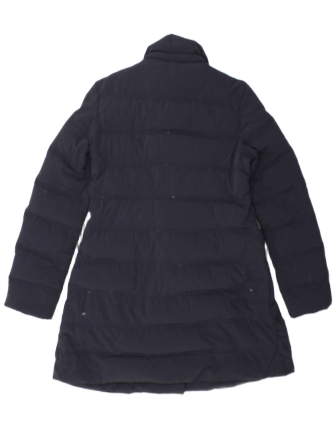 Casaco acolchoado feminino Aspesi com peito duplo UK 10 pequeno azul marinho poliamida