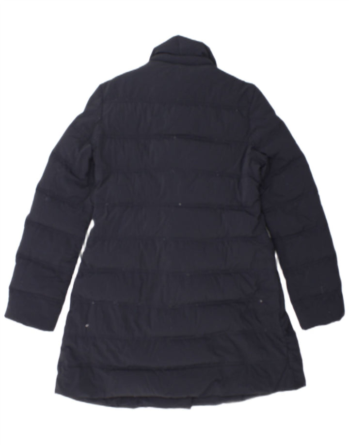 Casaco acolchoado feminino Aspesi com peito duplo UK 10 pequeno azul marinho poliamida