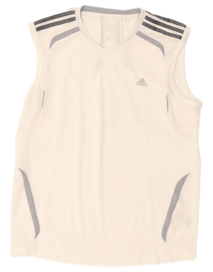 Adidas Mens Climalite Vest Top Grande Branco Colorblock Poliéster