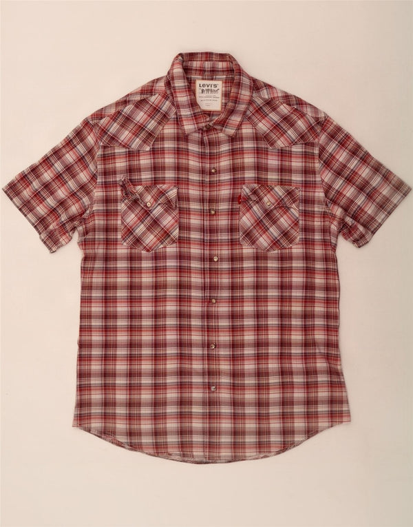 Camisa masculina de manga curta Levi's XL marrom xadrez algodão
