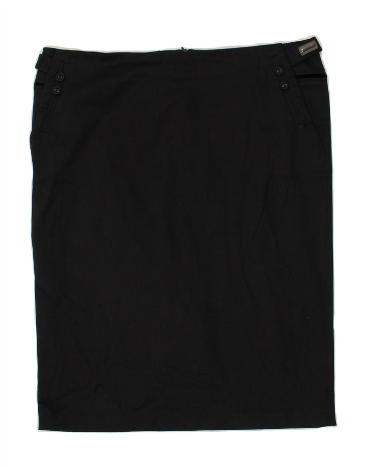 TRUSSARDI Womens Straight Skirt W36 XL Black Cotton Vintage Trussardi and Second-Hand Trussardi from Messina Hembry 