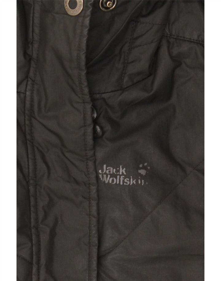 Casaco acolchoado com capuz feminino Jack Wolfskin Reino Unido 10 pequeno poliéster preto