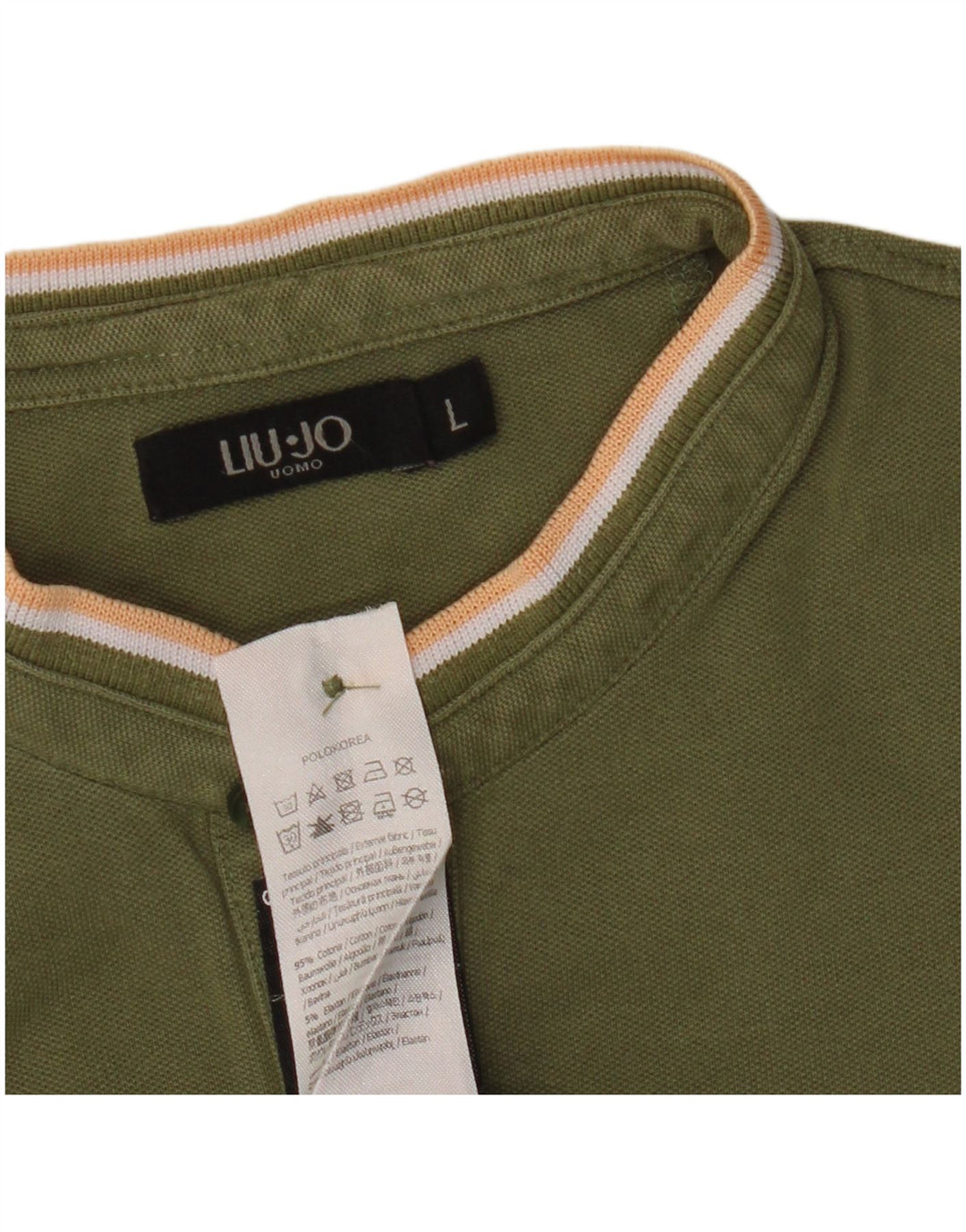 Camisa polo masculina Liu Jo grande algodão cáqui