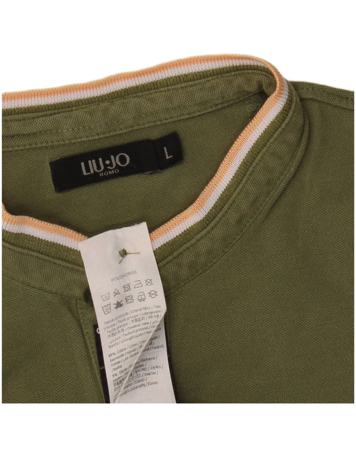 Camisa polo masculina Liu Jo grande algodão cáqui