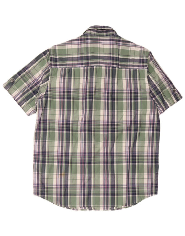 Camisa masculina de manga curta John Lewis algodão xadrez verde médio