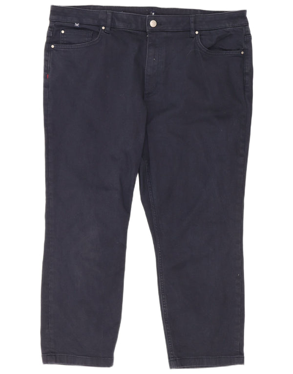 Calças curtas femininas de cintura alta da Crew Clothing Reino Unido 18 XL W38 L24 Azul marinho