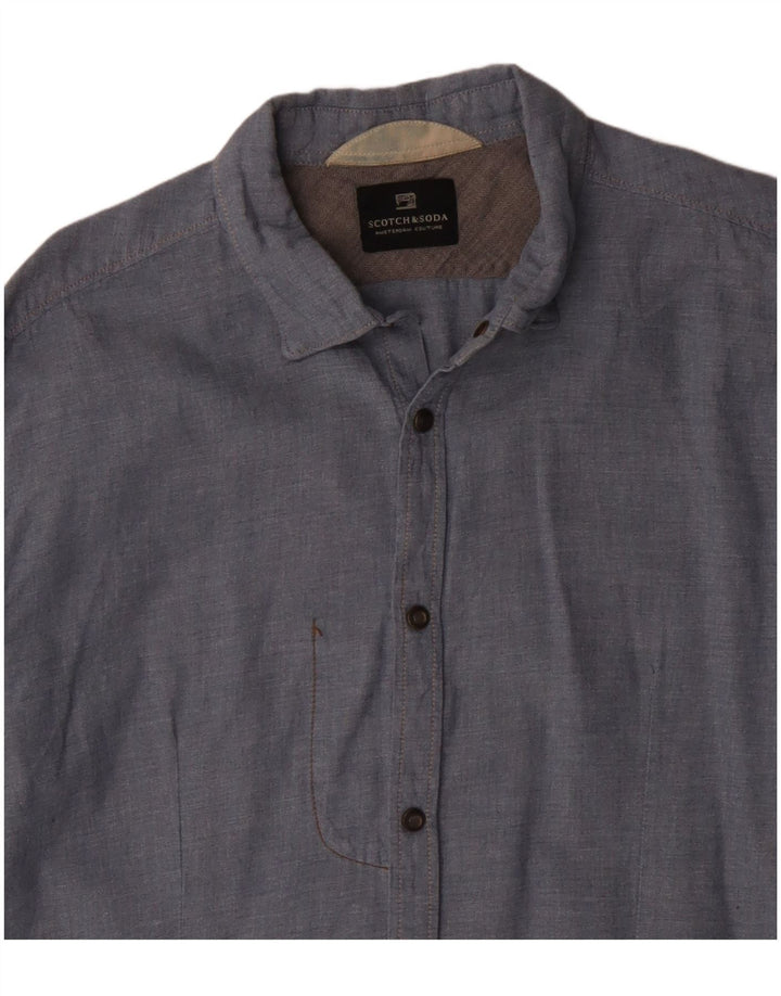 Camisa masculina SCOTCH & SODA de algodão azul médio