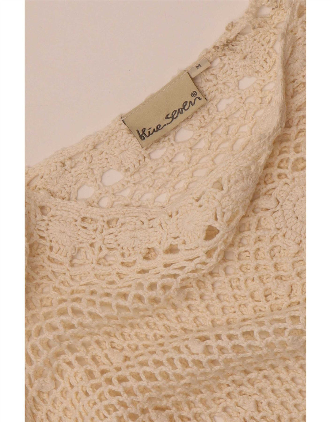 Blusa feminina de crochê vintage UK 12 médio off white floral