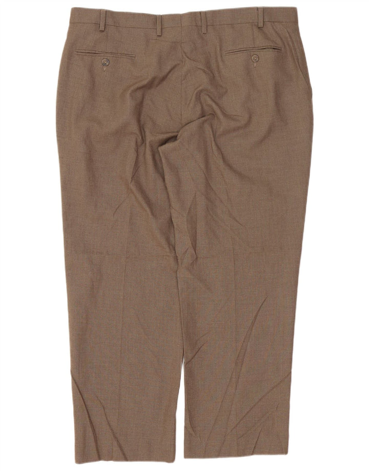 Calça masculina Izod de terno reto W40 L29 poliéster marrom