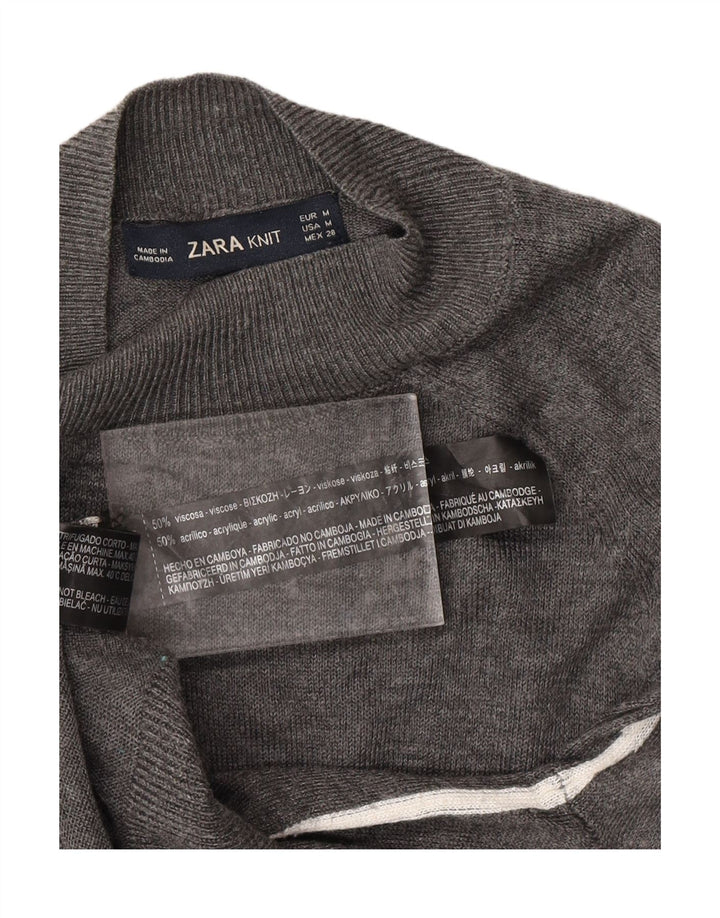 Suéter feminino ZARA com gola tartaruga Reino Unido 12 viscose cinza médio