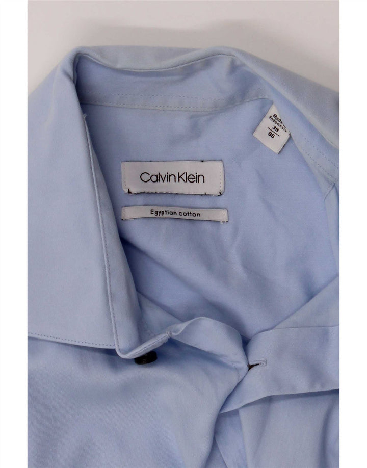 Camisa masculina Calvin Klein tamanho 39 algodão azul médio