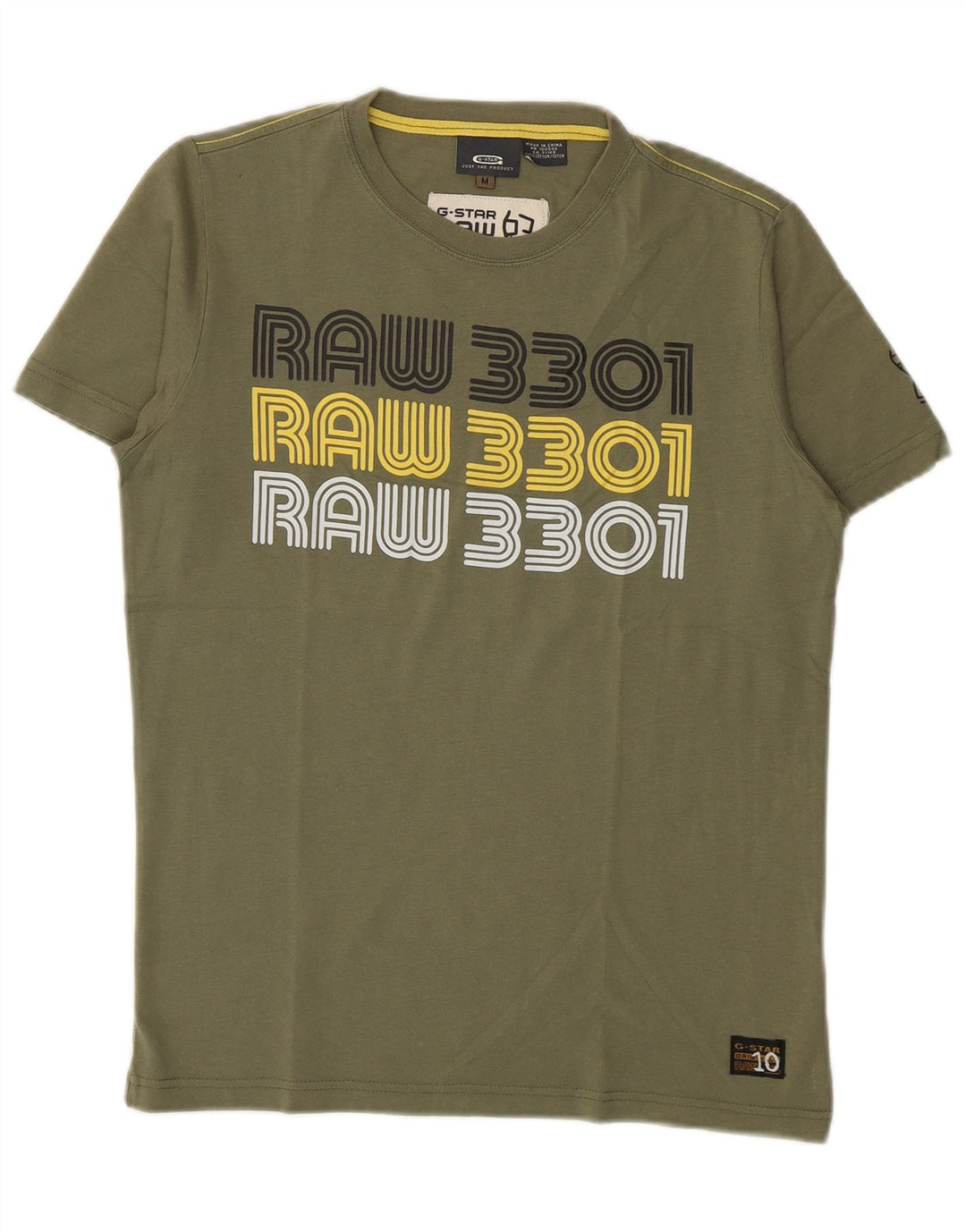 Camiseta gráfica masculina G-Star Top médio algodão cáqui