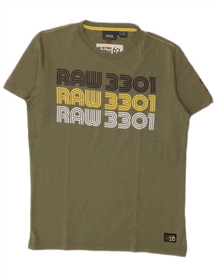 Camiseta gráfica masculina G-Star Top médio algodão cáqui