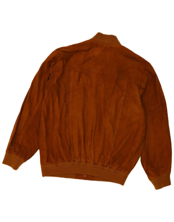Jaqueta bomber masculina vintage de camurça Reino Unido 40 grande couro marrom