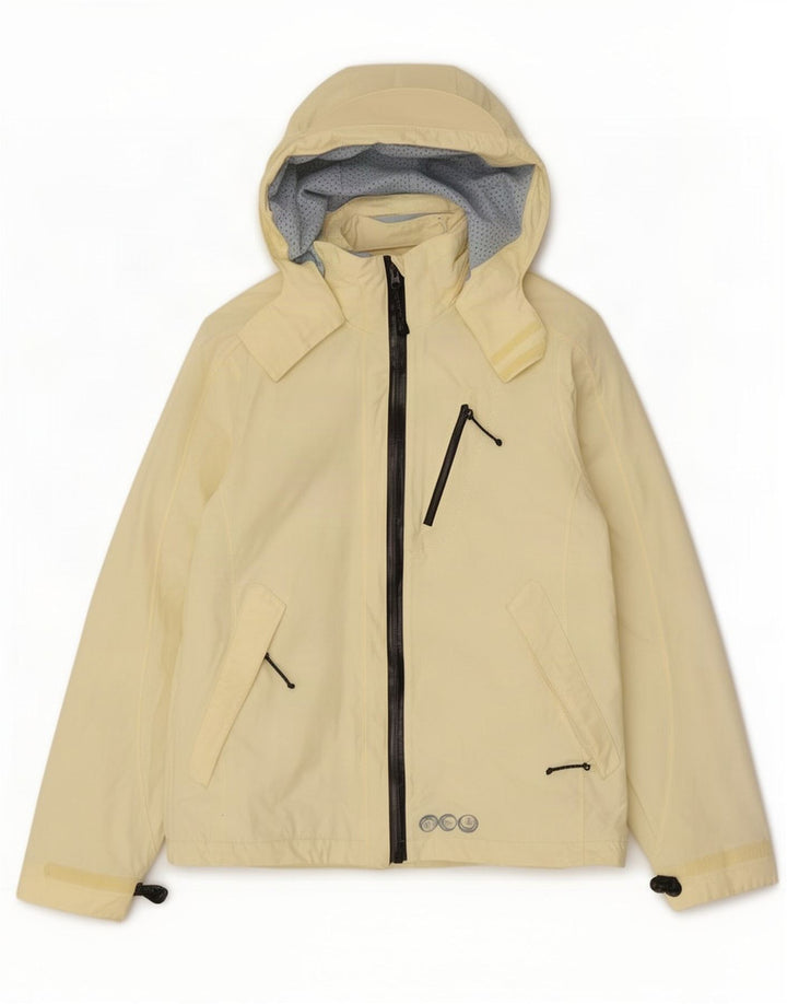 Jaqueta corta-vento com capuz feminino Fat Face UK 12 nylon amarelo médio