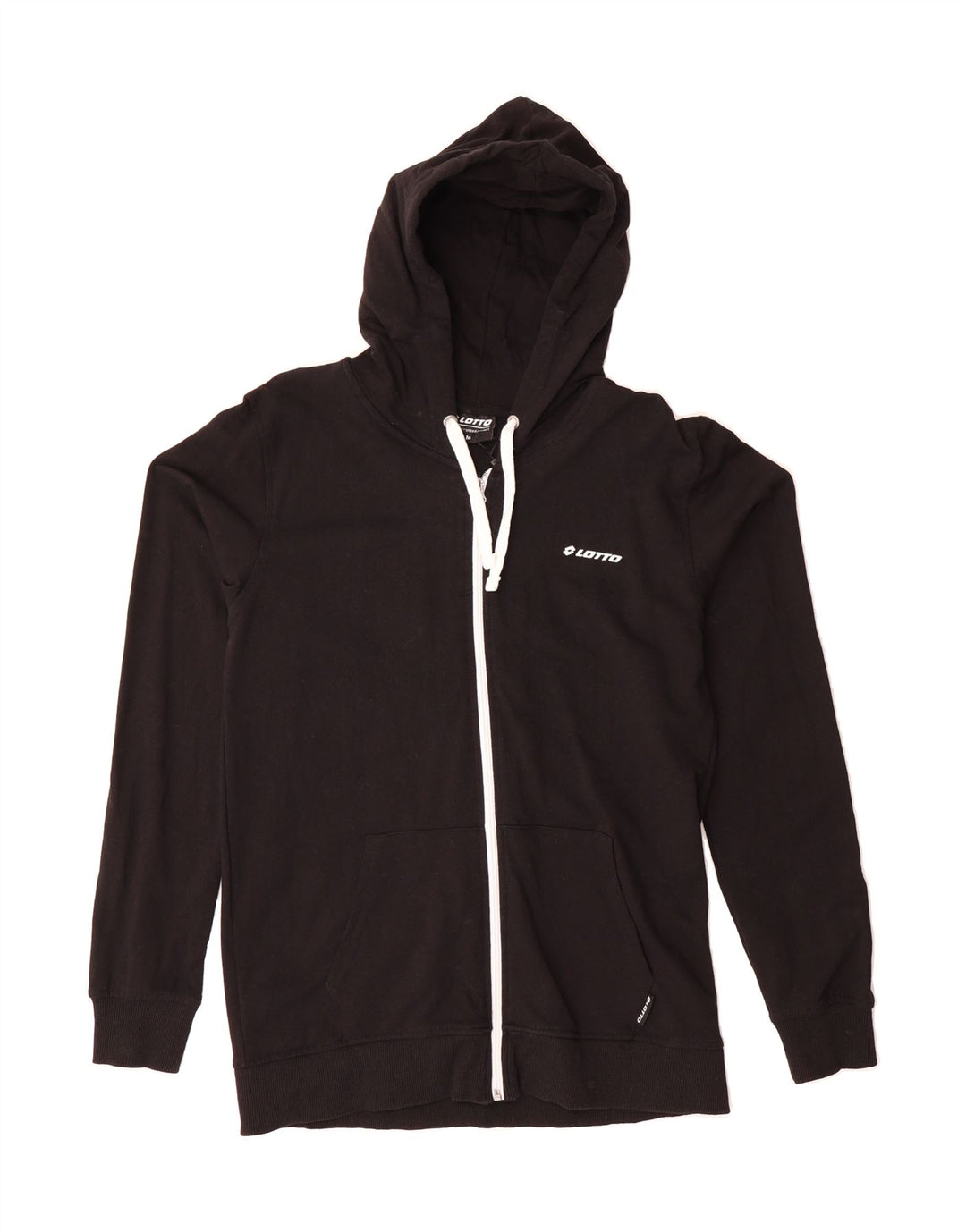 LOTTO Mens Zip Hoodie Sweater Medium Black Cotton Vintage Lotto and Second-Hand Lotto from Messina Hembry 