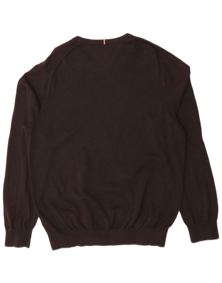TOMMY HILFIGER Suéter masculino com gola redonda XL algodão preto