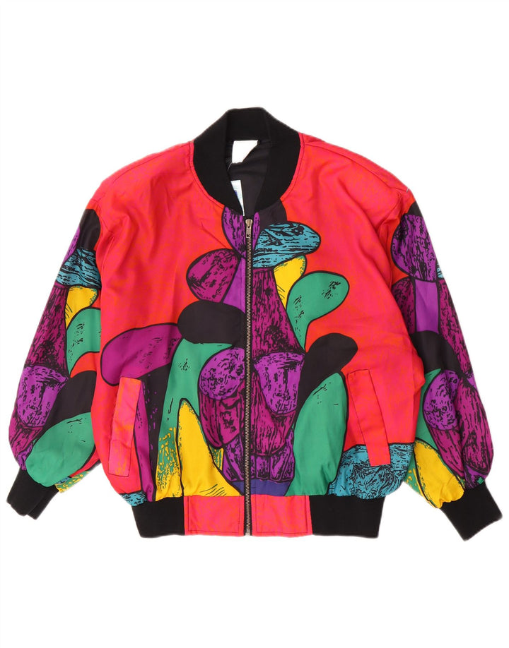 Jaqueta bomber feminina vintage com padrão abstrato IT 46 grande multicolorida