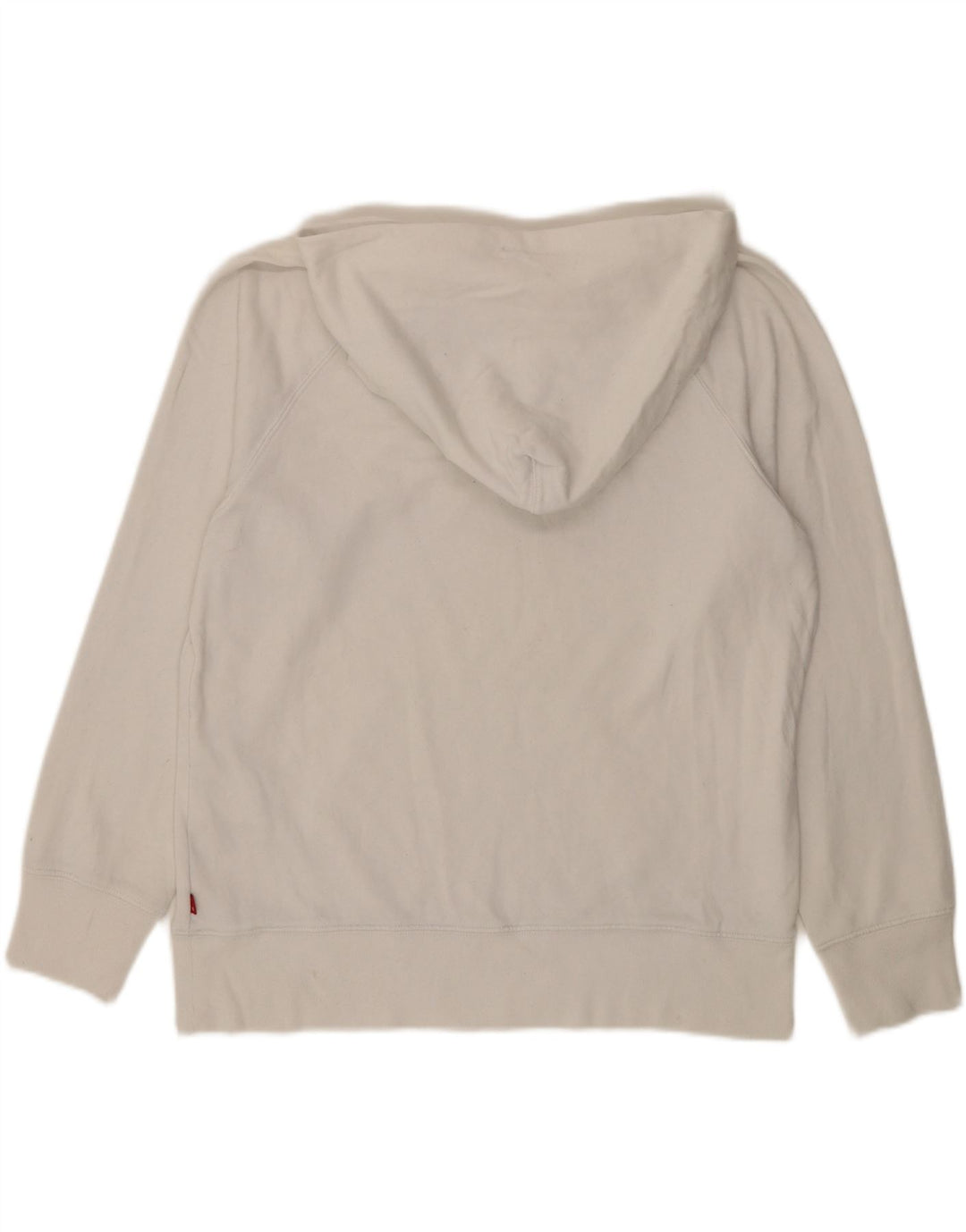 LEVI'S Womens Oversized Graphic Hoodie Jumper UK 14 Medium White Cotton