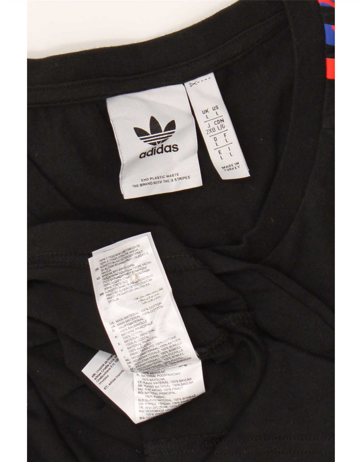 Adidas Mens Camiseta Top Grande Algodão Preto