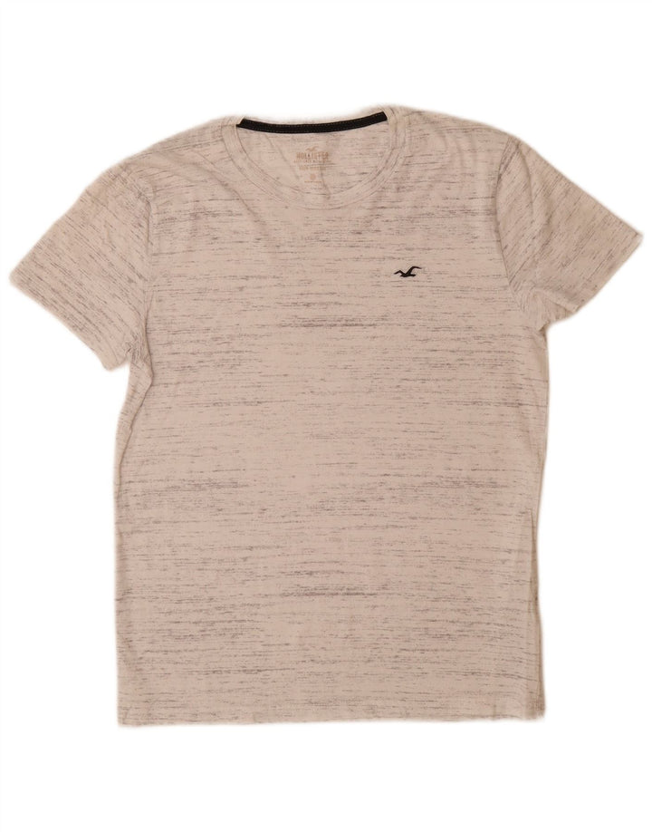 Camiseta masculina HOLLISTER pequena de algodão manchado branco