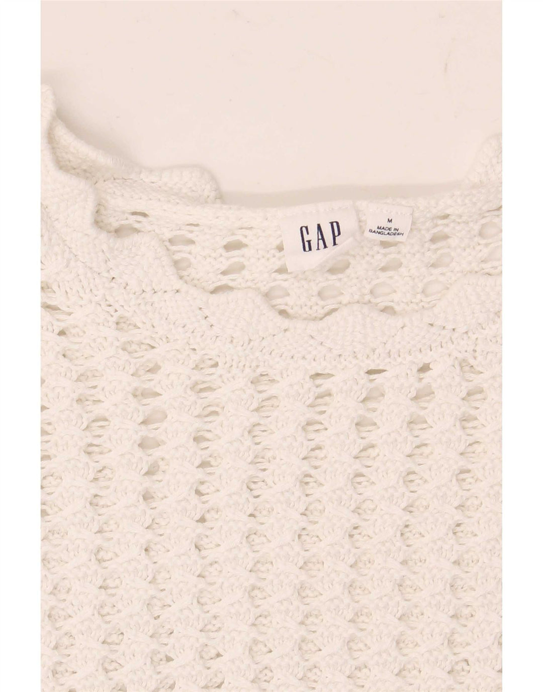 Blusa feminina de crochê Gap Top UK 14 médio branco