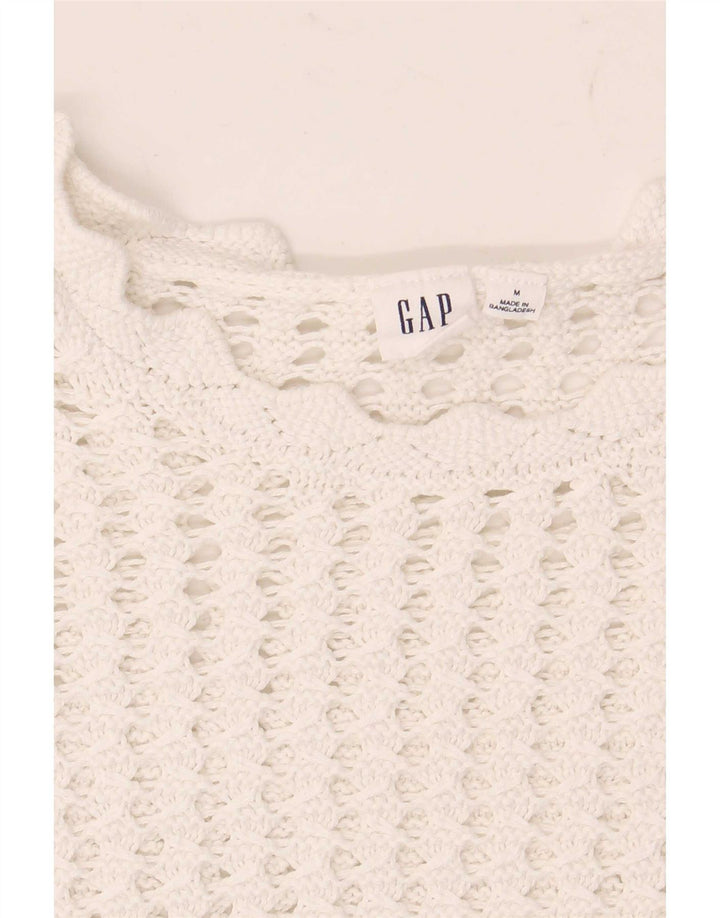 Blusa feminina de crochê Gap Top UK 14 médio branco