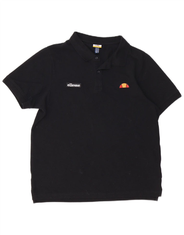 Camisa polo masculina ELLESSE XL de algodão preto