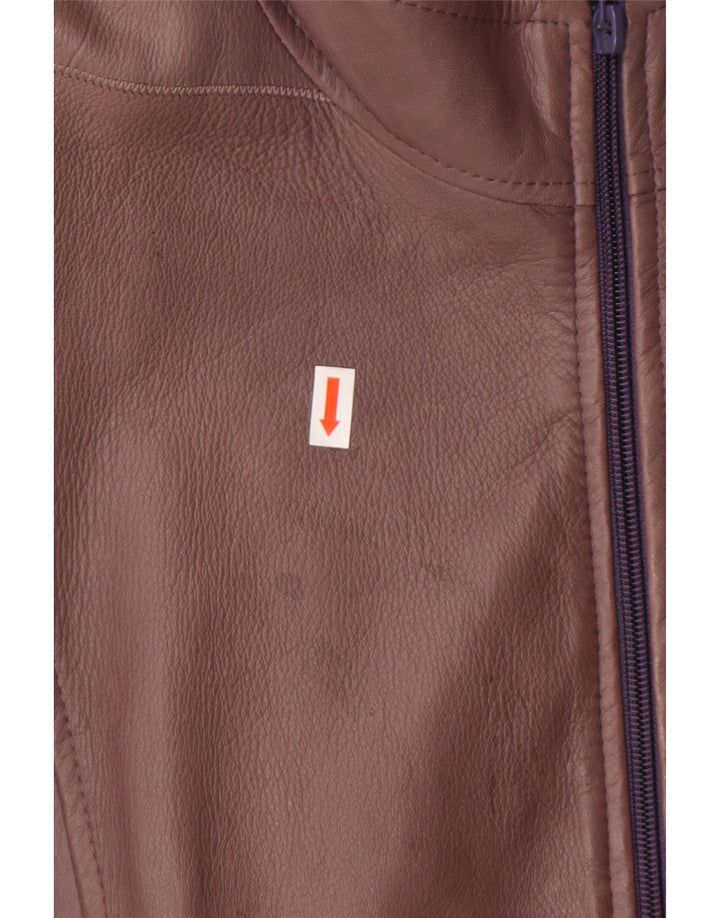 VINTAGE Womens Leather Jacket UK 20 2XL Brown Patchwork Vintage Vintage and Second-Hand Vintage from Messina Hembry 