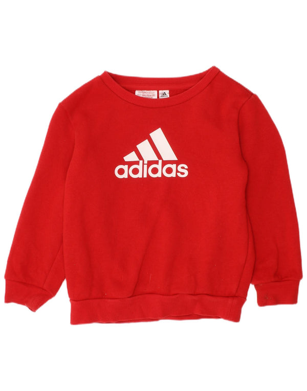 Adidas Boys Graphic Sweatshirt Jumper 3-4 Years Red Cotton