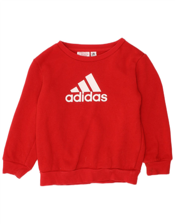 Adidas meninos moletom gráfico jumper 3-4 anos algodão vermelho