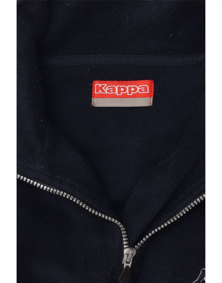 KAPPA Suéter masculino de lã com zíper e gola média azul marinho