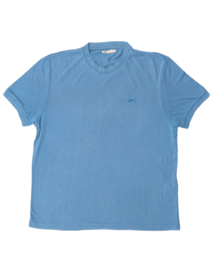 Camiseta masculina Zara Top médio azul viscose