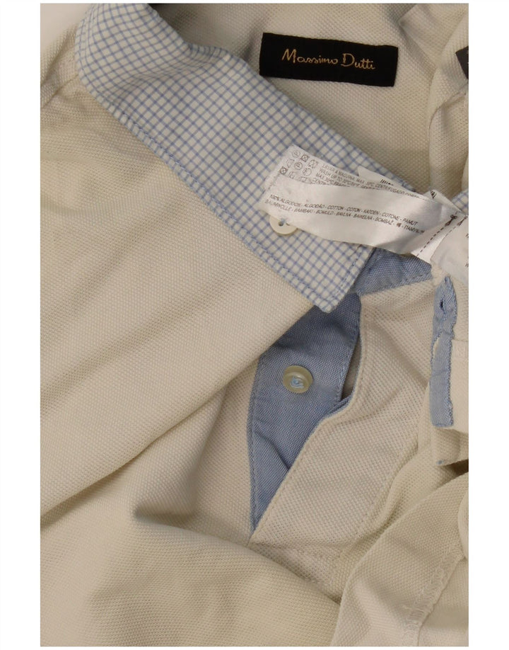 Camisa polo masculina MASSIMO DUTTI grande algodão branco